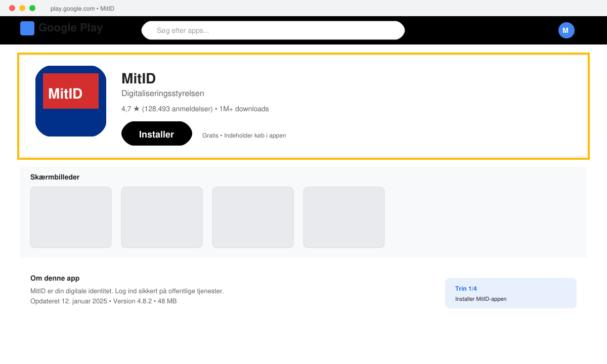 Download MitID-appen fra App Store eller Google Play