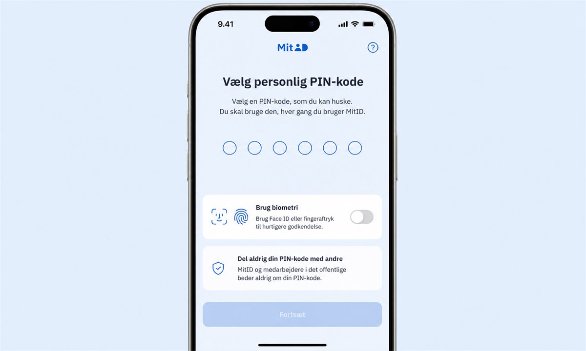 Opret pinkode til MitID på ny telefon
