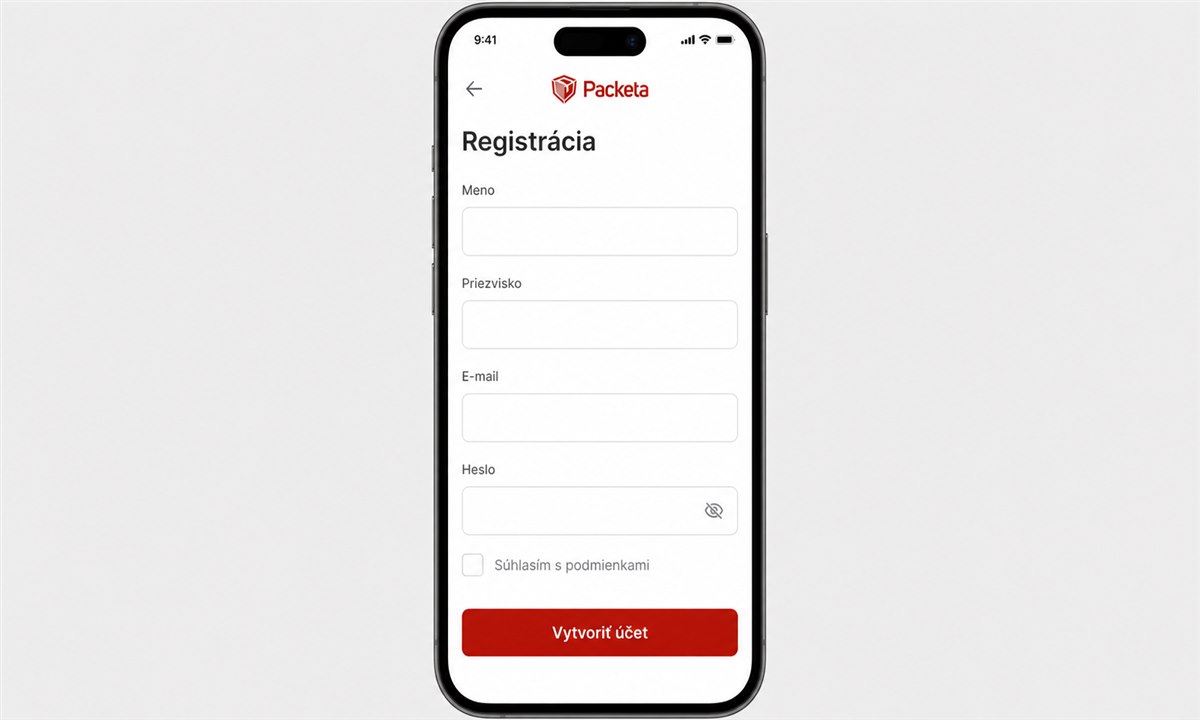 Registračný formulár na stránke Packeta.sk