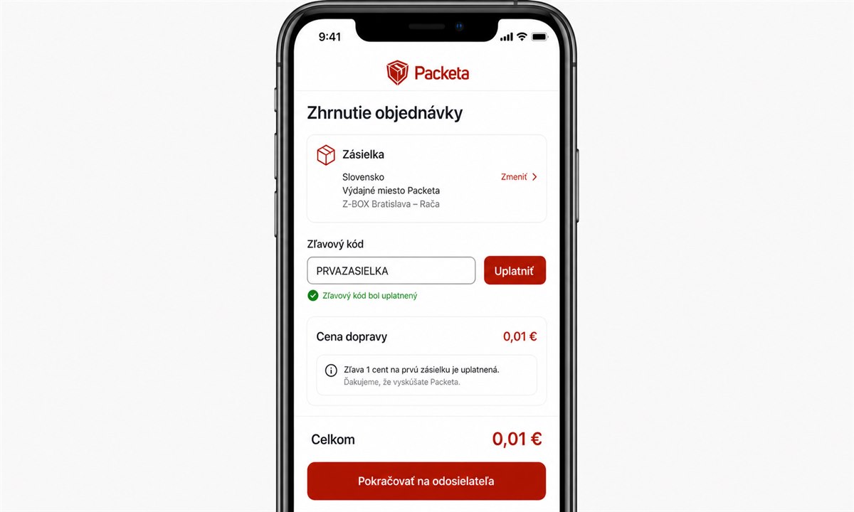 Zadanie promo kódu Packeta pri objednávke