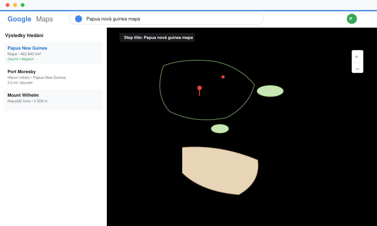 Vyhledávání Papua nová guinea mapa v Google Maps