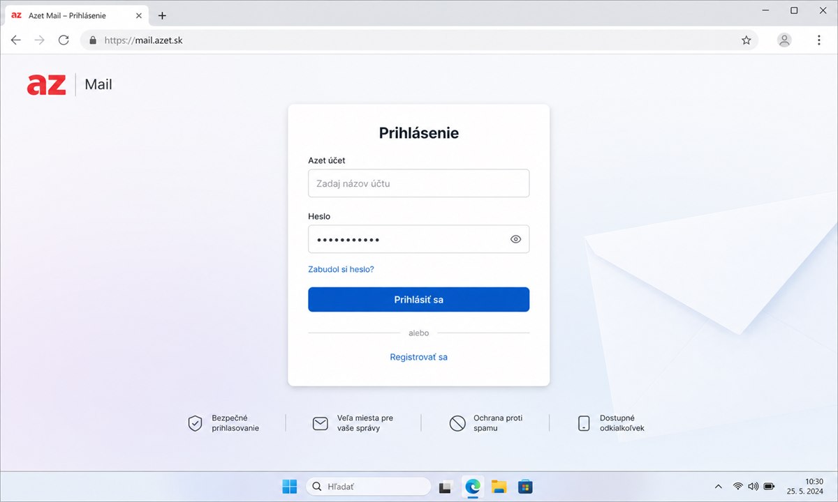 Prihlásenie do Azet Mail schránky