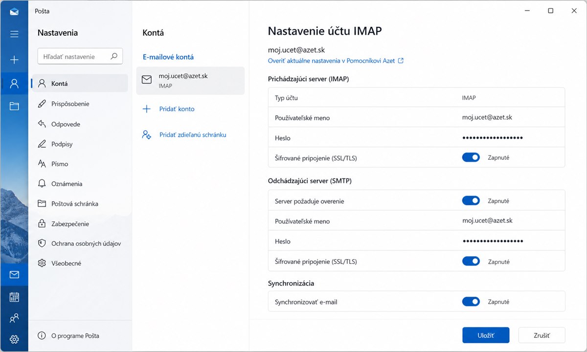 Nastavenie IMAP pre Azet Mail v e-mailovom klientovi