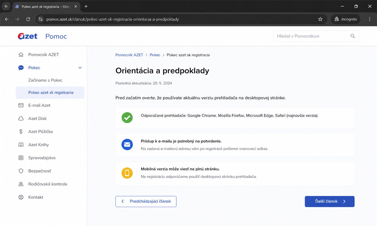 Pokec azet sk registracia