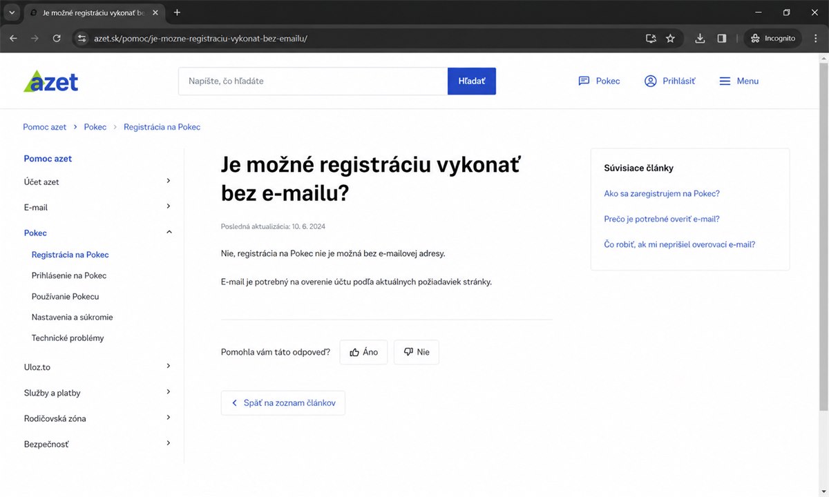 Hlavný krok pre Pokec azet sk registracia