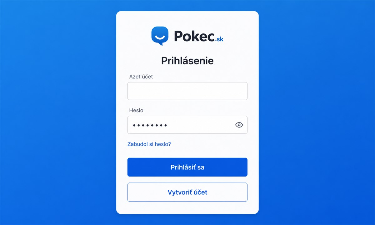 Prihlasovacia obrazovka Pokec aplikácie