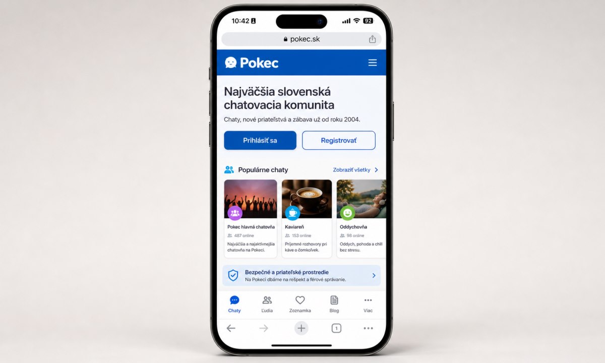 Mobilná verzia Pokec.sk na obrazovke smartfónu