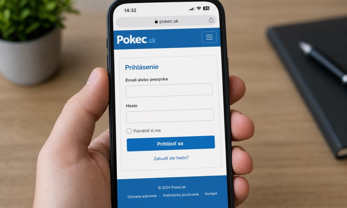 Vyplnenie prihlasovacích údajov na Pokec.sk mobile