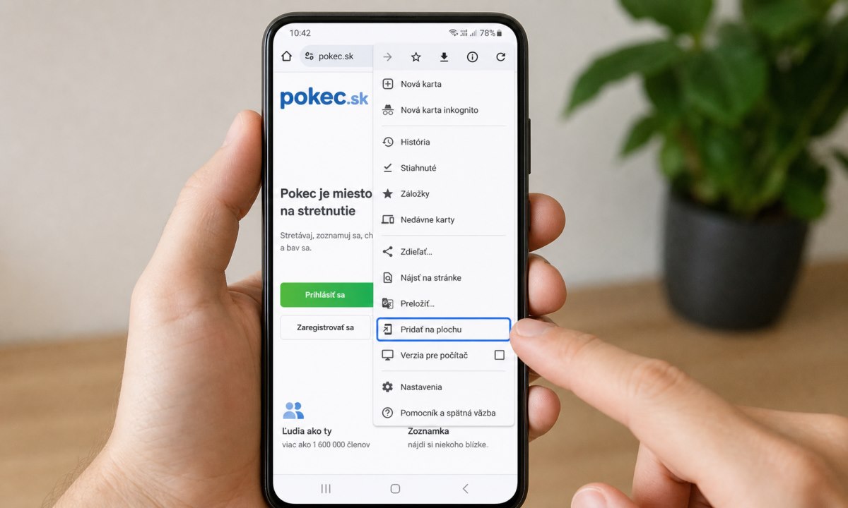 Pridanie Pokec.sk na domovskú obrazovku mobilného telefónu