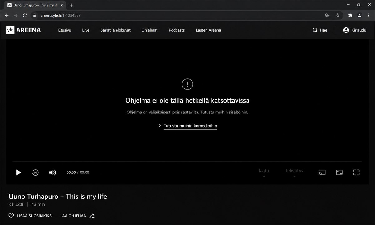 Yle Areena videosoitin asetukset laatu tekstitys