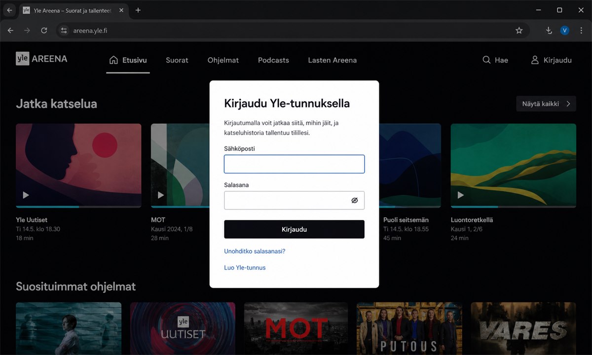 Yle Tunnus kirjautuminen jatka katsomista