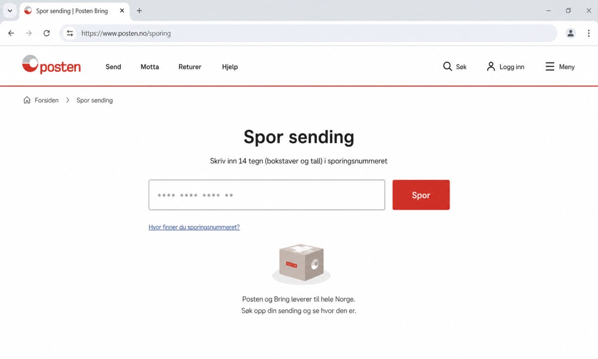 Sporing av pakke på Posten sin nettside