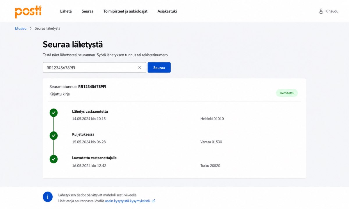 Postin lähetysseuranta verkossa