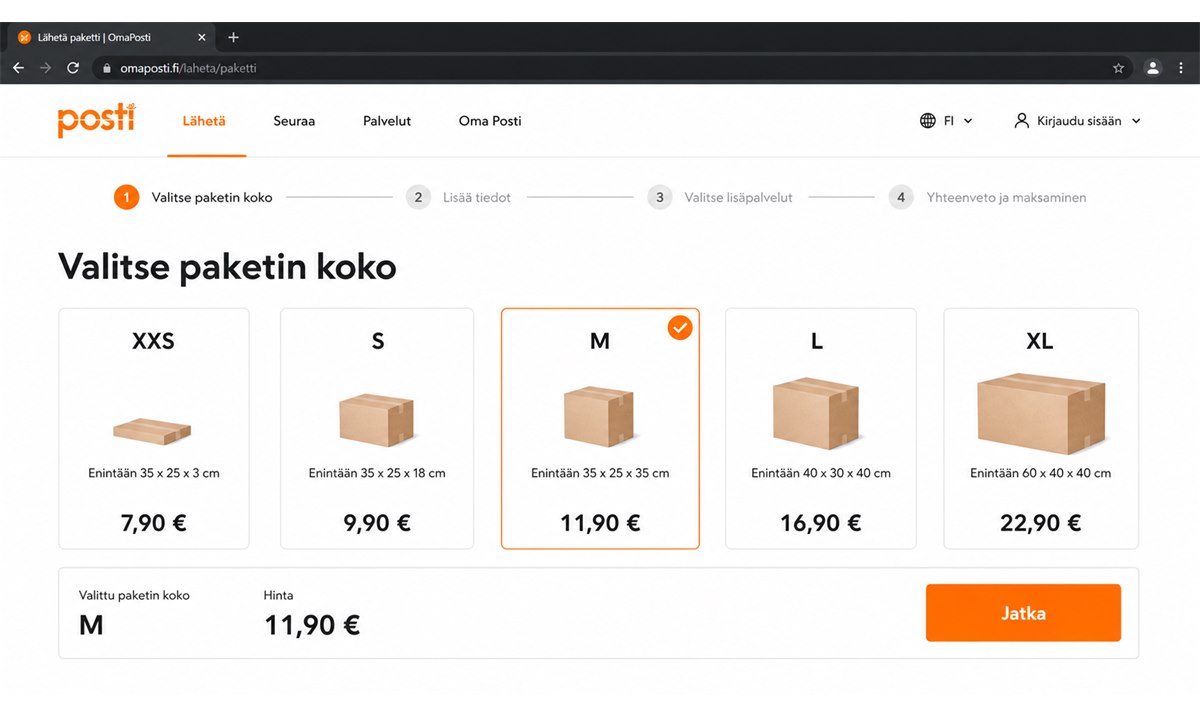 OmaPosti lähetä paketti palveluvertailu ja hinnat