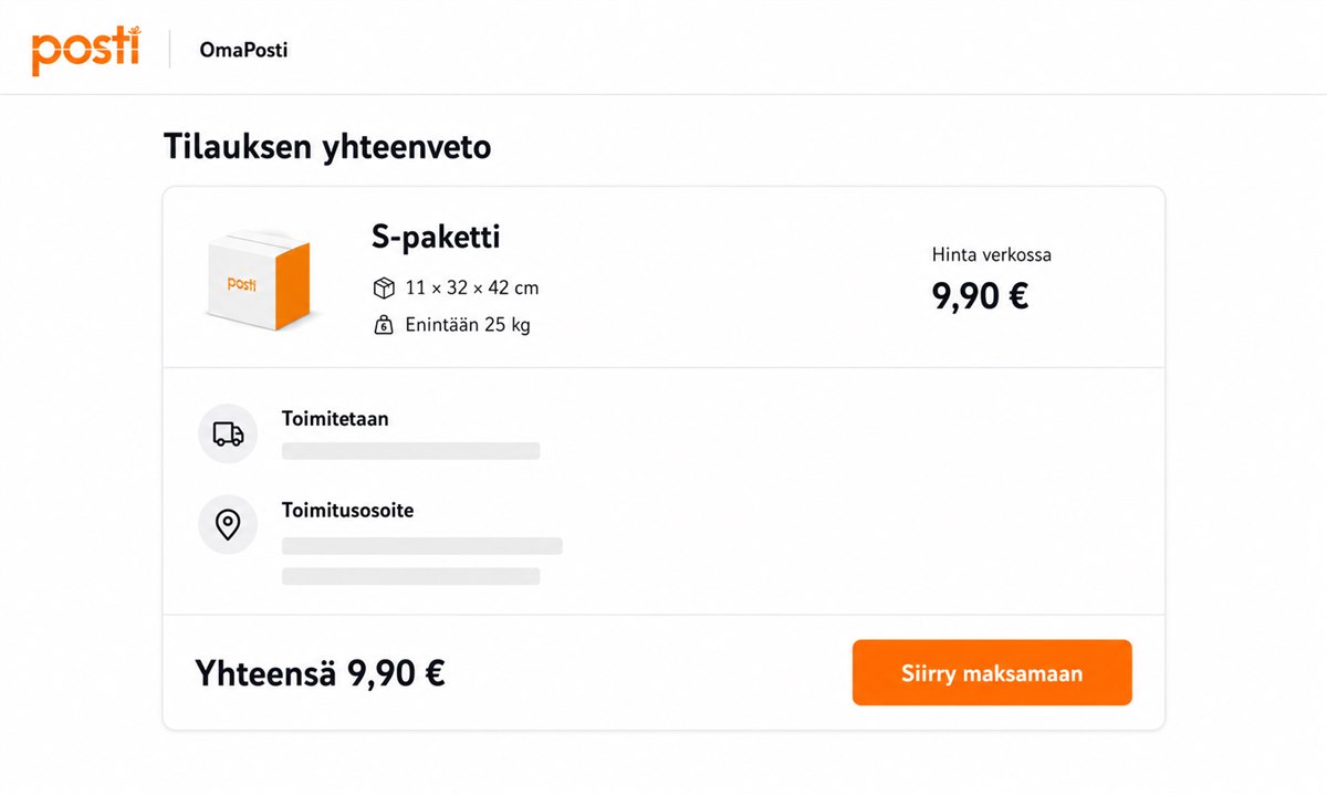 S-paketin hinta yhteenveto ja lisäpalvelut Postin verkkopalvelussa