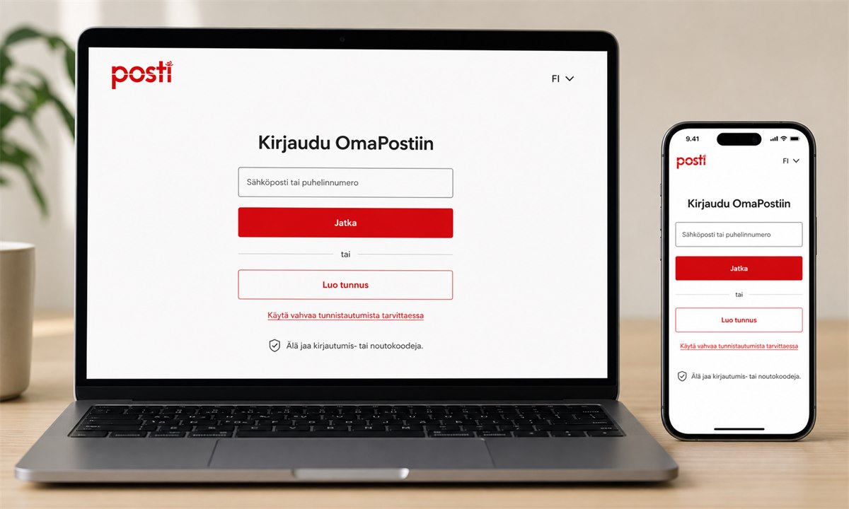 OmaPosti-palvelun kirjautumissivu pankkitunnistautumisella