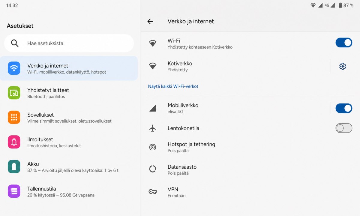 Verkkoyhteyden tarkistaminen puhelimen asetuksista Posti-sovelluksen ongelman ratkaisemiseksi