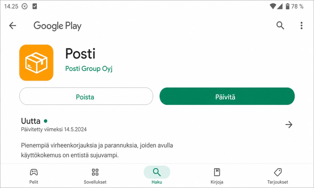 Posti-sovelluksen päivittäminen Google Play Storessa