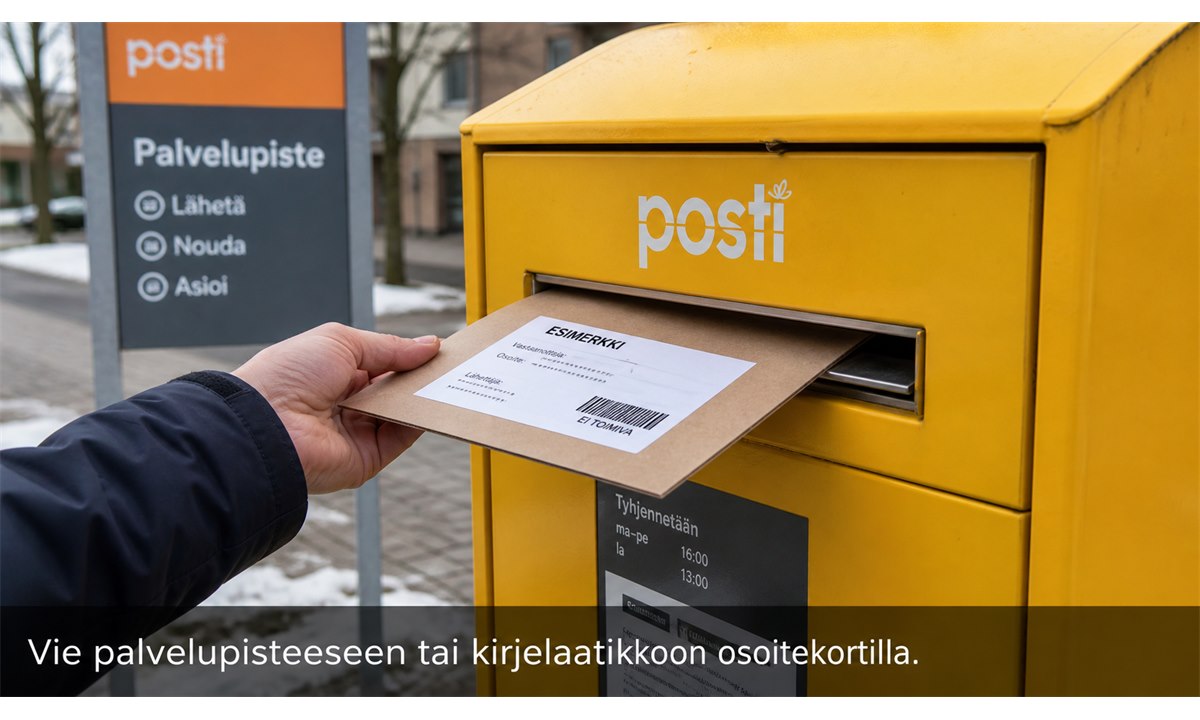 Pienen paketin jättäminen Postin pakettiautomaatin lokeroon