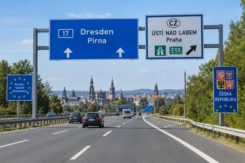 Praha–Drážďany autem: potřebujete českou dálniční známku?