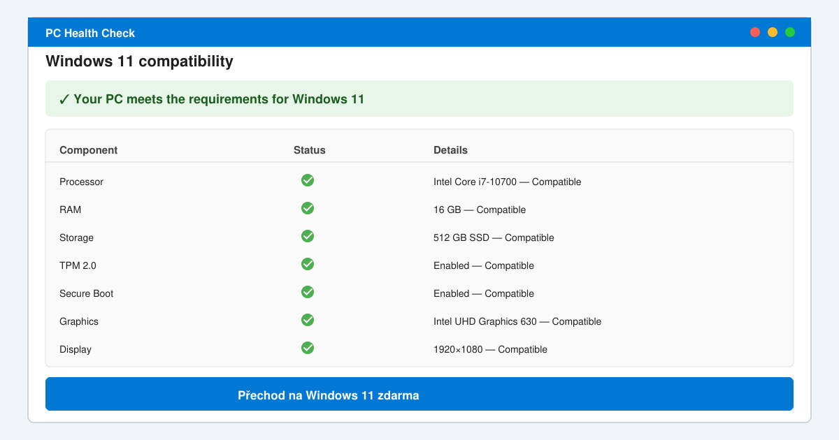 Přechod na Windows 11 zdarma