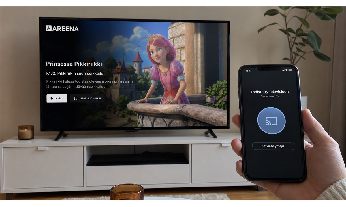 Prinsessaelokuvan katselu televisiosta Chromecast tai Smart TV -sovelluksella
