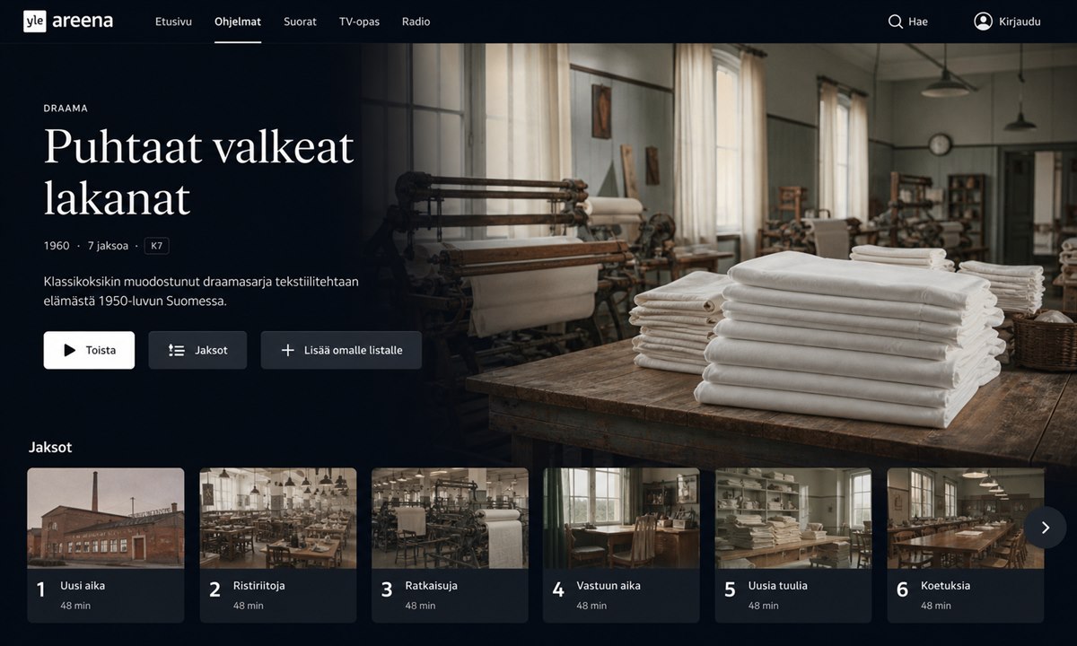 Puhtaat valkeat lakanat yle areena