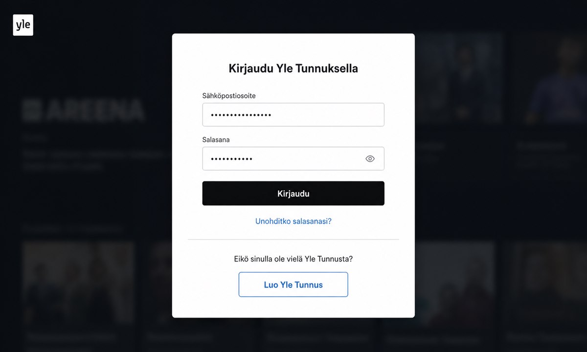 Yle Areena kirjautuminen ja Yle Tunnuksen luominen