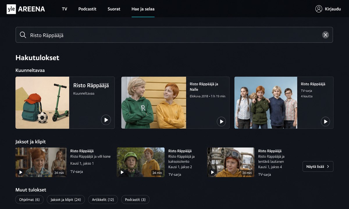 Risto räppääjä haku Yle Areenassa