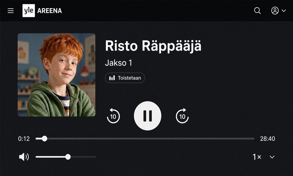 Risto räppääjä äänikirjan toistaminen Yle Areenassa
