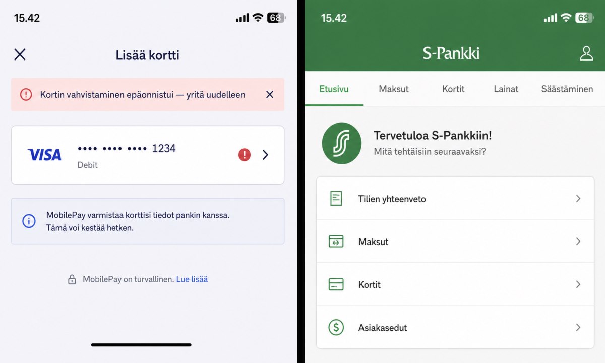 S pankki mobilepay ei toimi