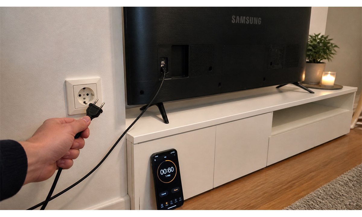 Samsung TV uudelleenkäynnistys virtajohdosta