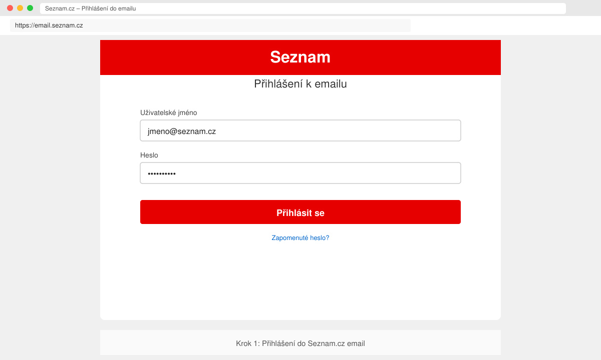 Přihlašovací formulář pro Seznam cz email cz