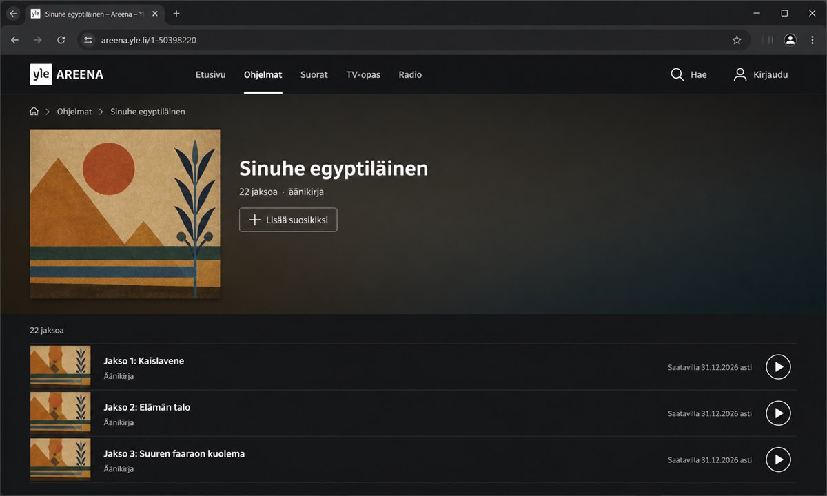 Sinuhe egyptiläinen elokuvasivu Yle Areenassa