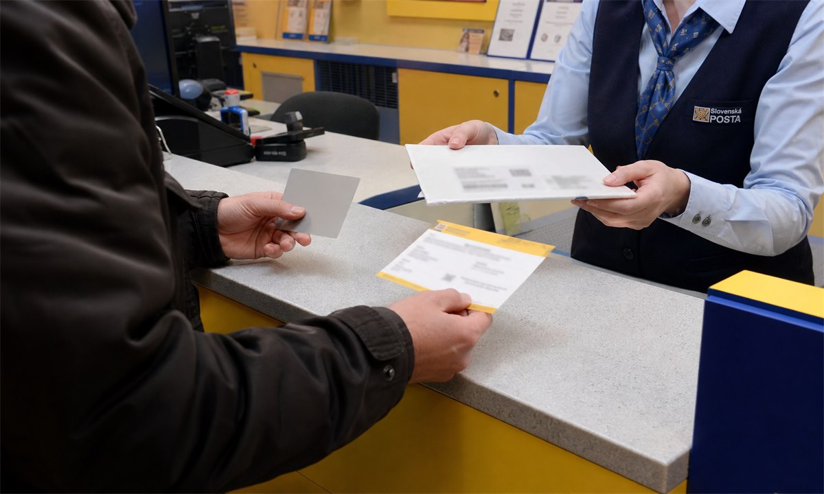 Vyzdvihnutie doporučenej zásielky na pošte