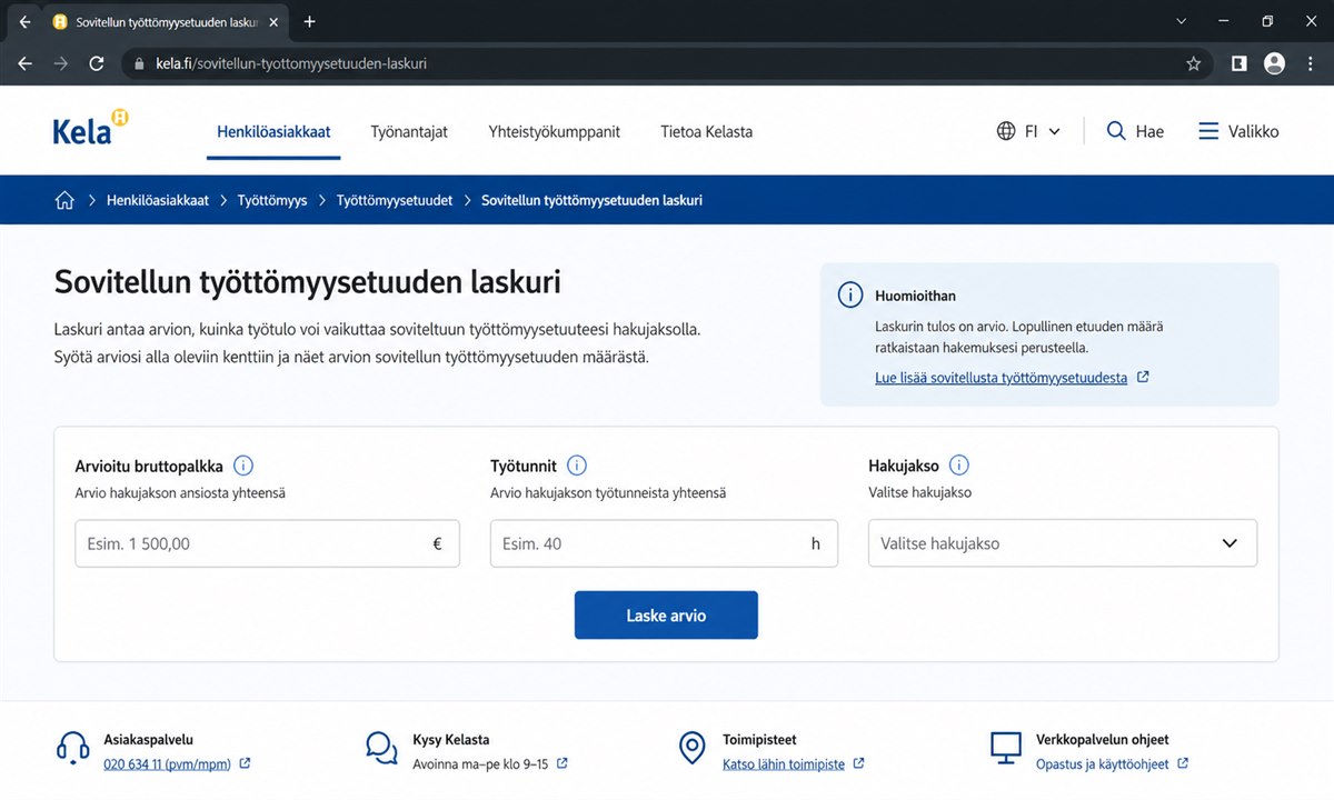 Soviteltu päiväraha laskuri kela
