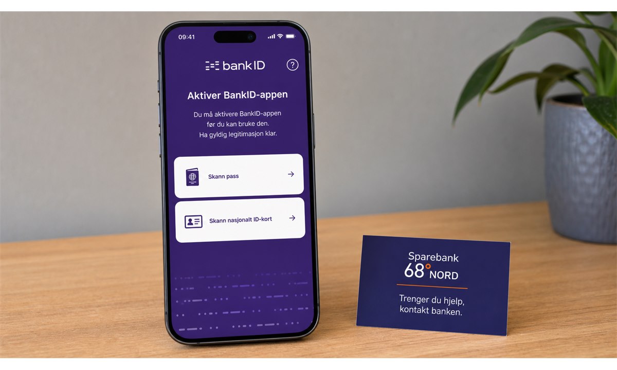 SMS engangskode aktivering BankID mobil 68 grader nord