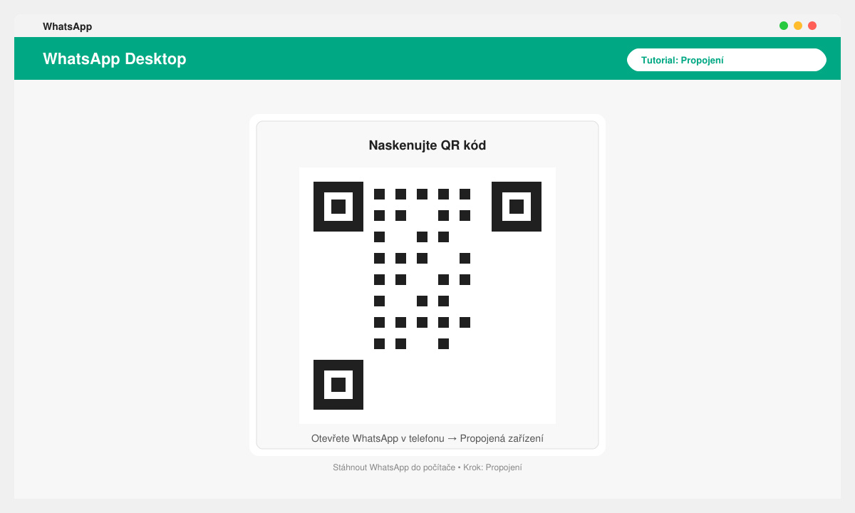 QR kód pro propojení WhatsApp Desktop s telefonem