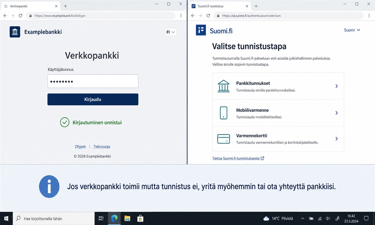 Pankkitunnusten testaaminen verkkopankkiin kirjautumalla