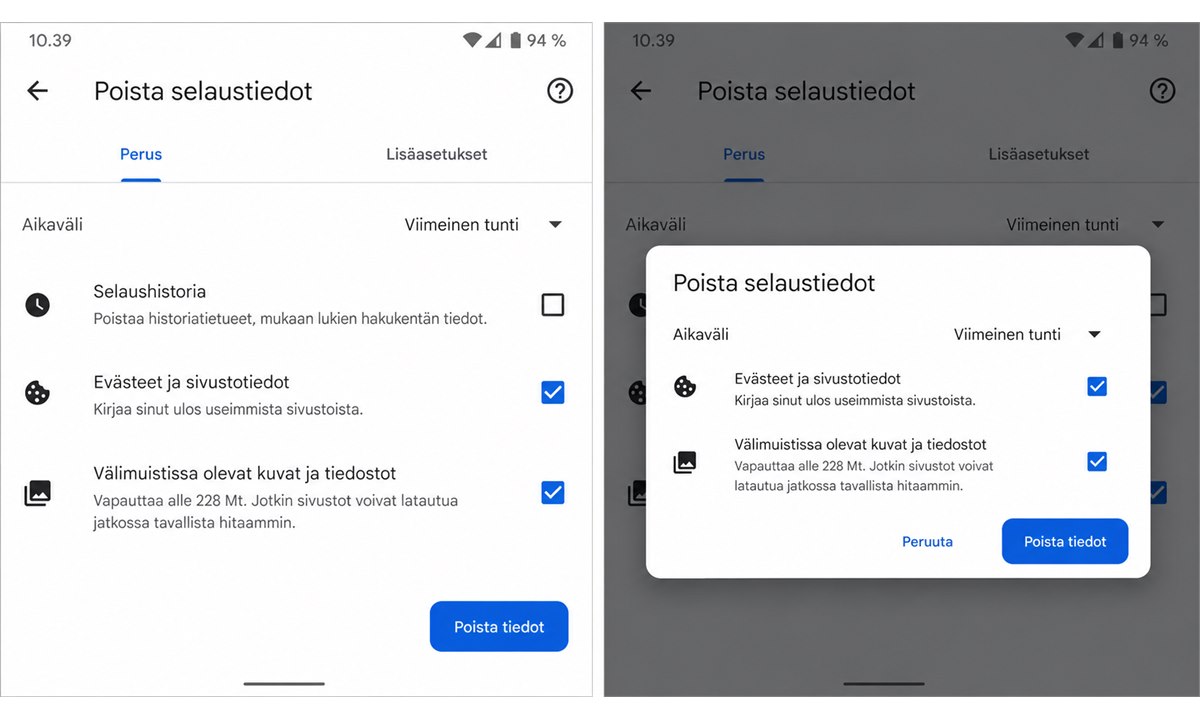 Chrome-selaimen välimuistin tyhjentäminen Android-laitteella