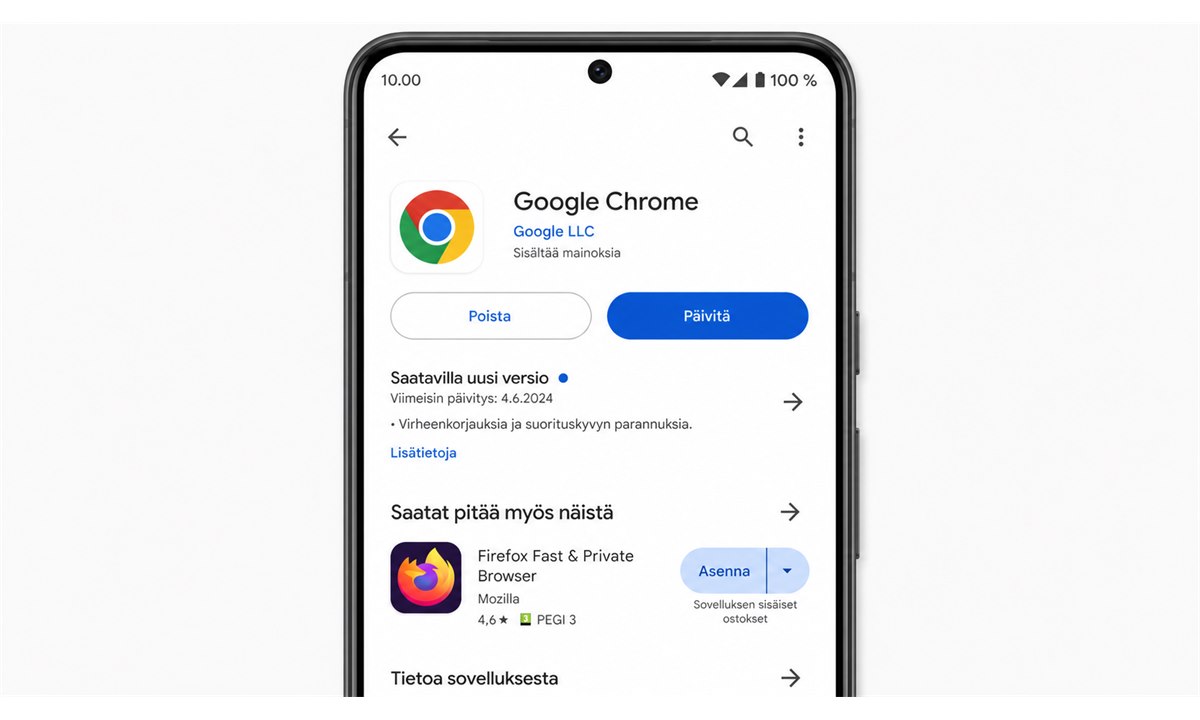 Chrome-selaimen päivittäminen Google Play Kaupassa