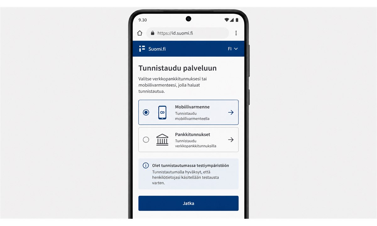 Mobiilivarmenteen tarkistaminen Suomi.fi-kirjautumisessa