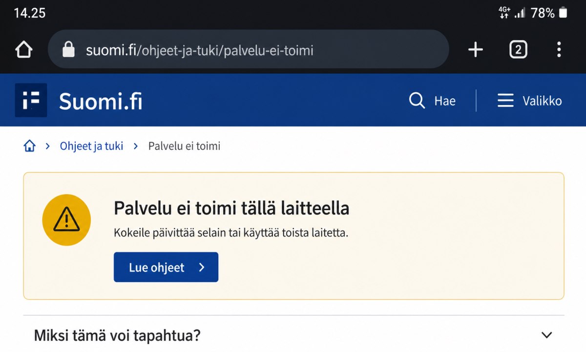 Suomi fi ei toimi laitteellasi