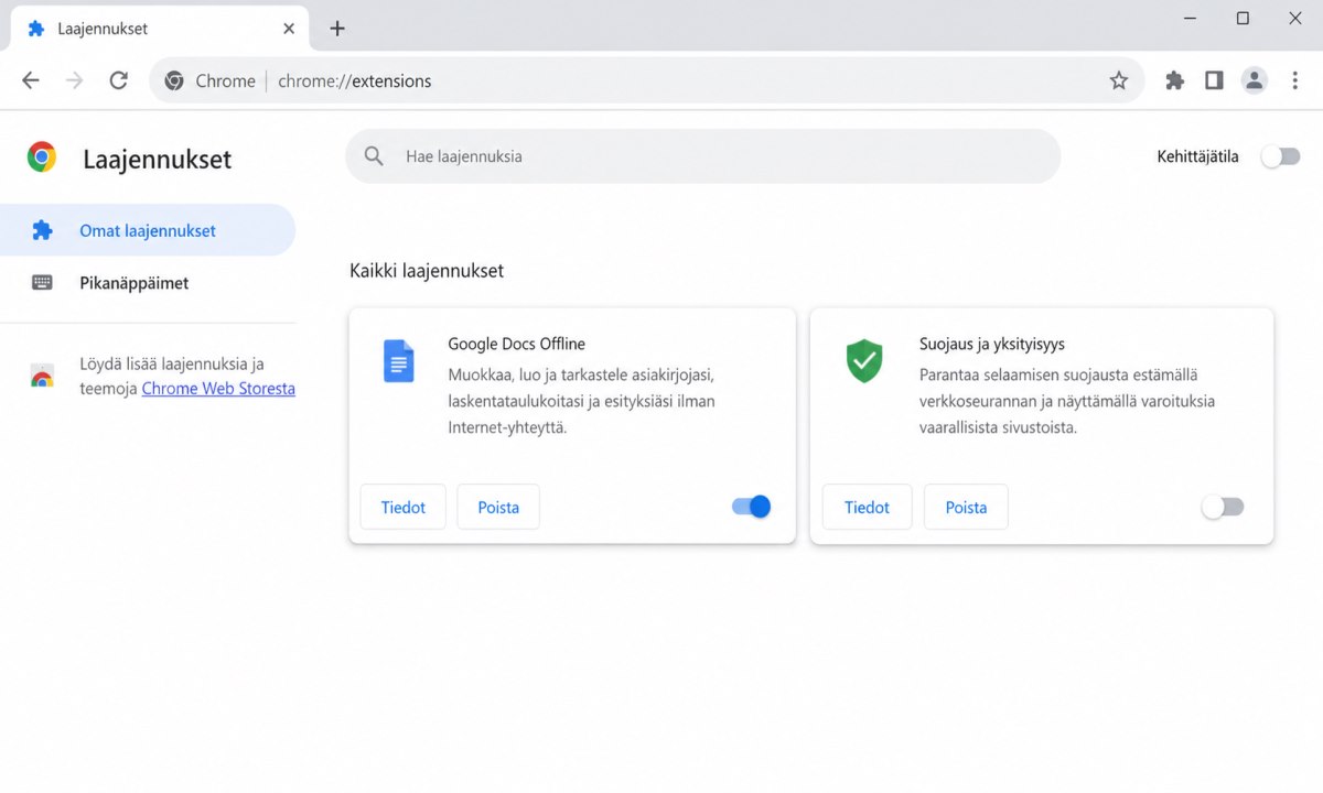 Selaimen laajennusten poistaminen käytöstä Chrome-selaimessa