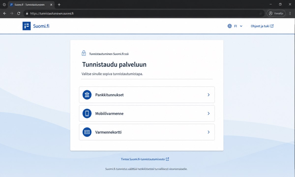 Suomi.fi kirjautuminen tietokoneella vaihtoehtoisella tunnistautumistavalla