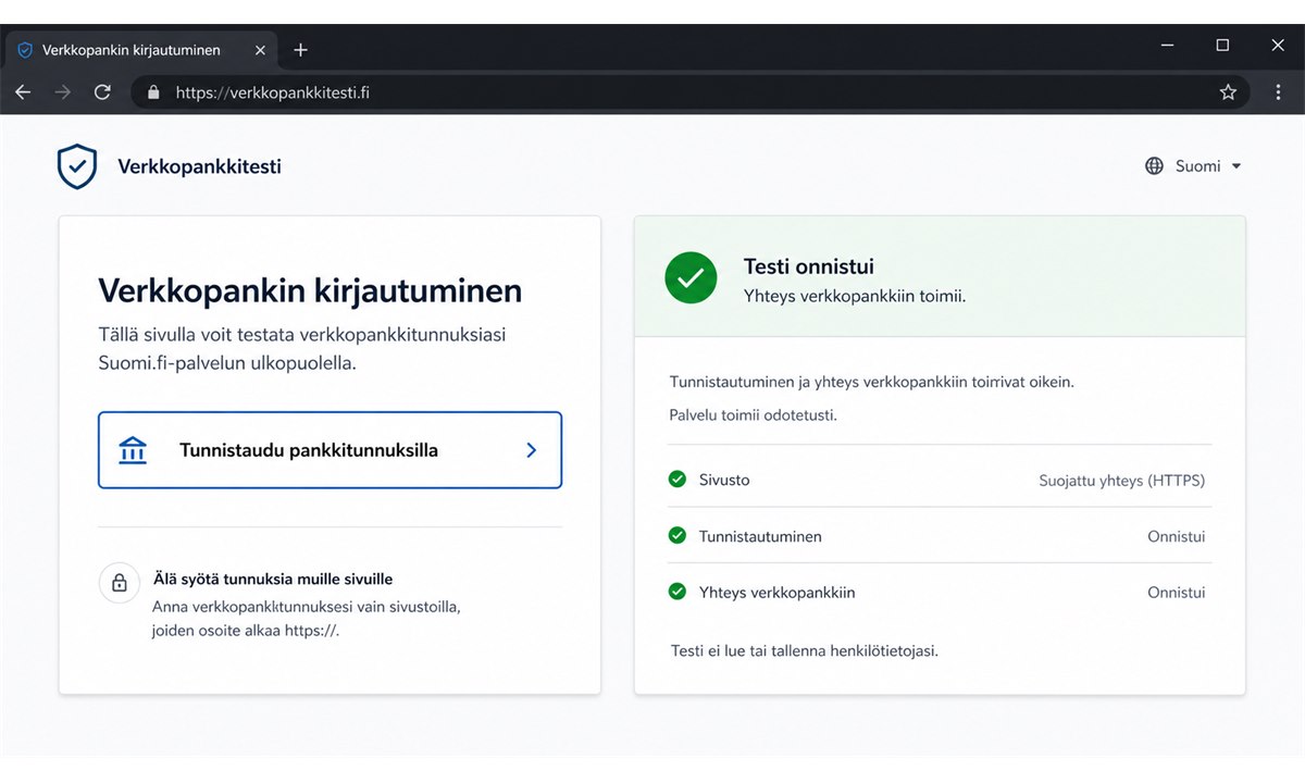 Pankkitunnusten testaaminen suoraan pankin verkkosivulla