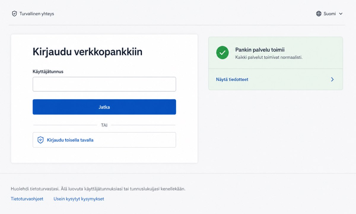 Pankkitunnusten testaaminen suoraan verkkopankissa