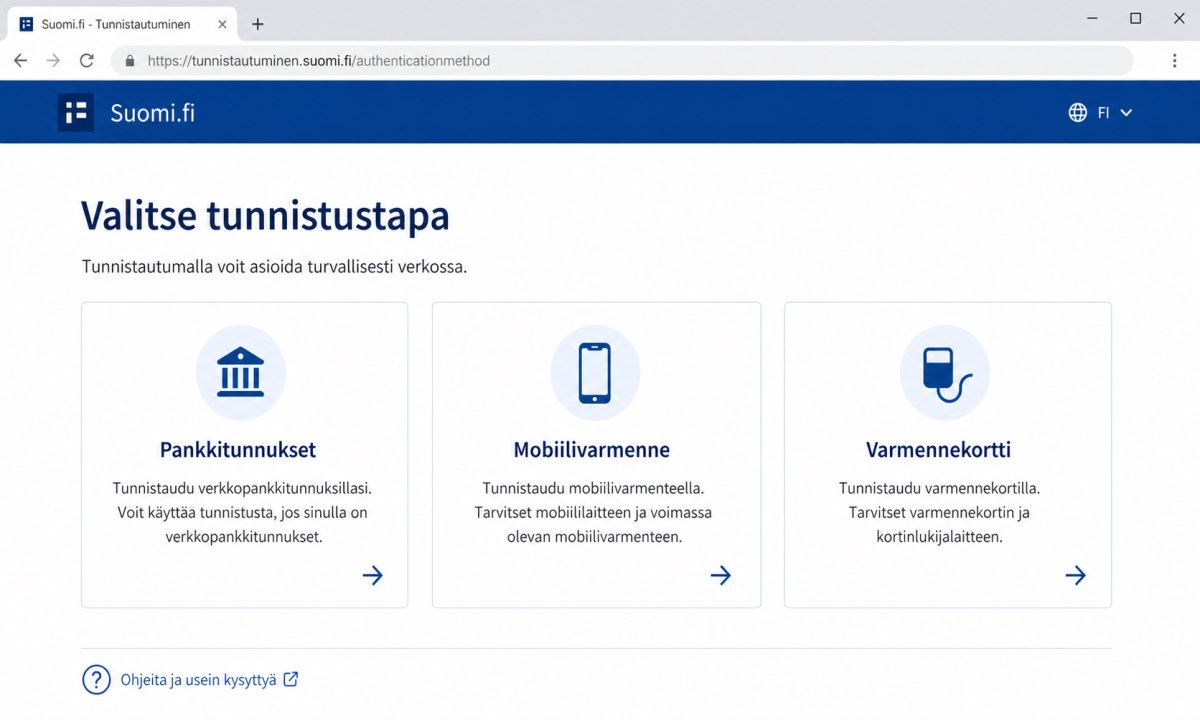 Vaihtoehtoinen tunnistustapa Suomi.fi:ssä – mobiilivarmenne tai sirukortti