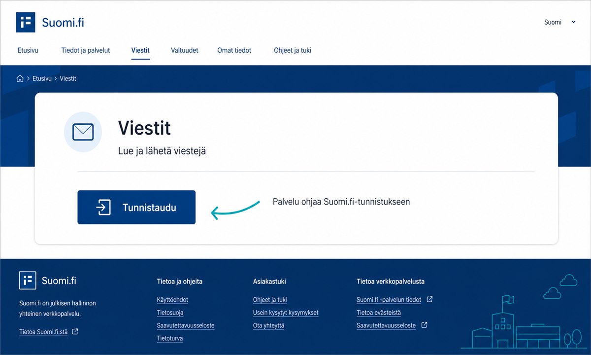 Suomi.fi kirjaudu sisään -painike julkisessa palvelussa