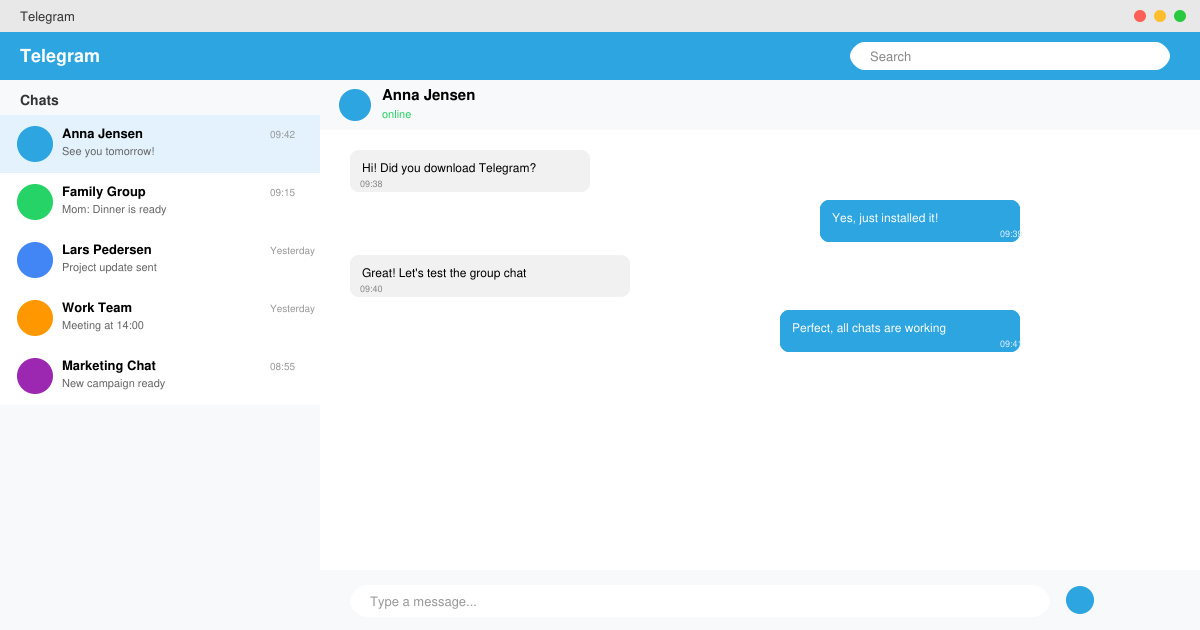 Telegram download for PC